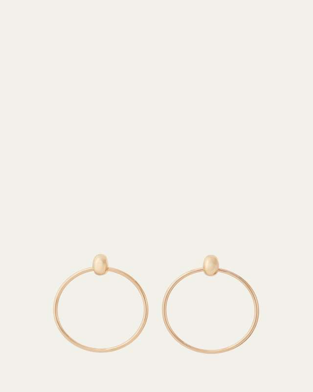 18K Yellow Gold Rounded Hoop Door Knocker Earrings